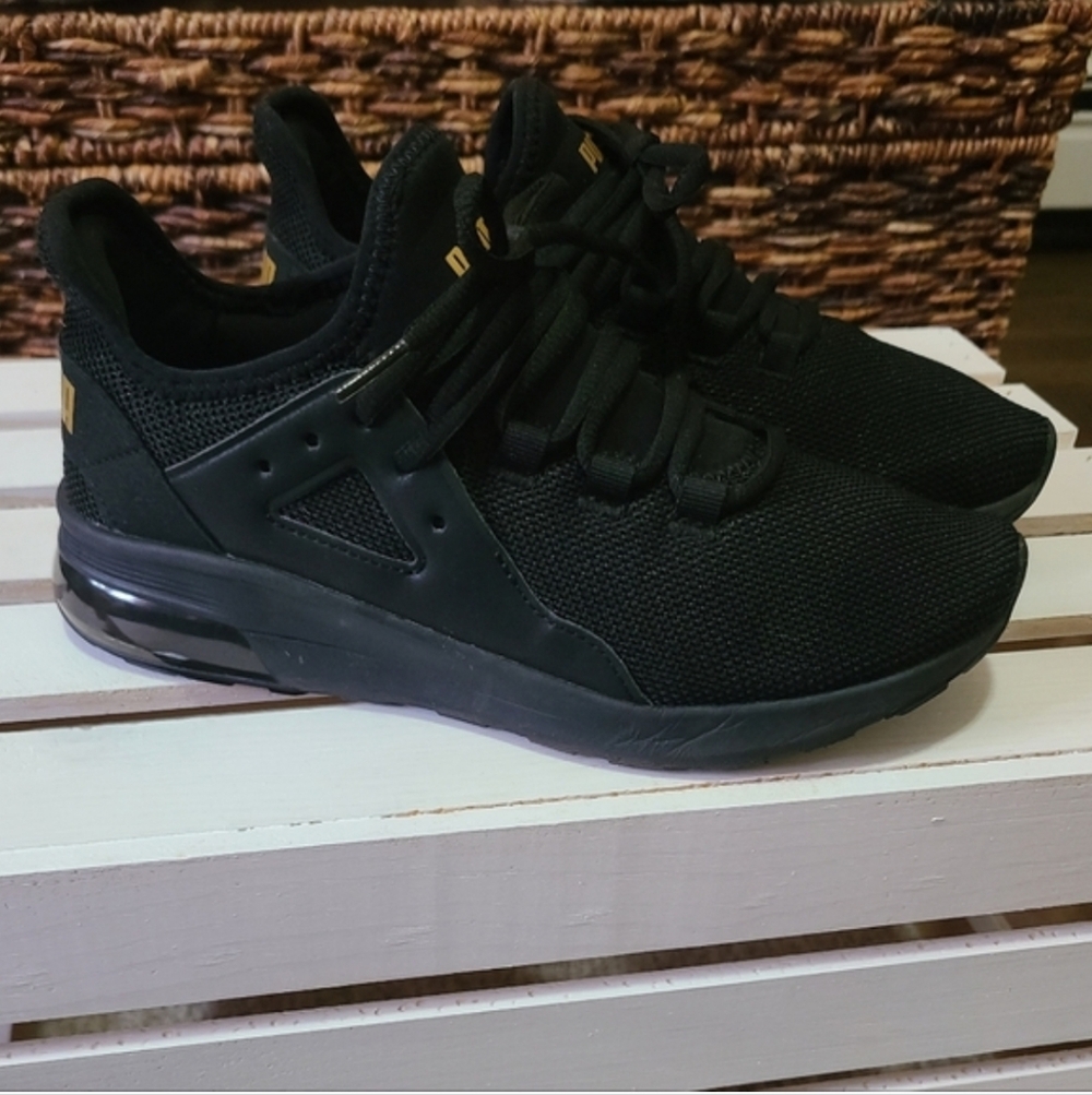PUMA Women's Electron Black Knit Mesh Athletic Running Shoes Sneakers Size 7.5 - Picture 2 of 9